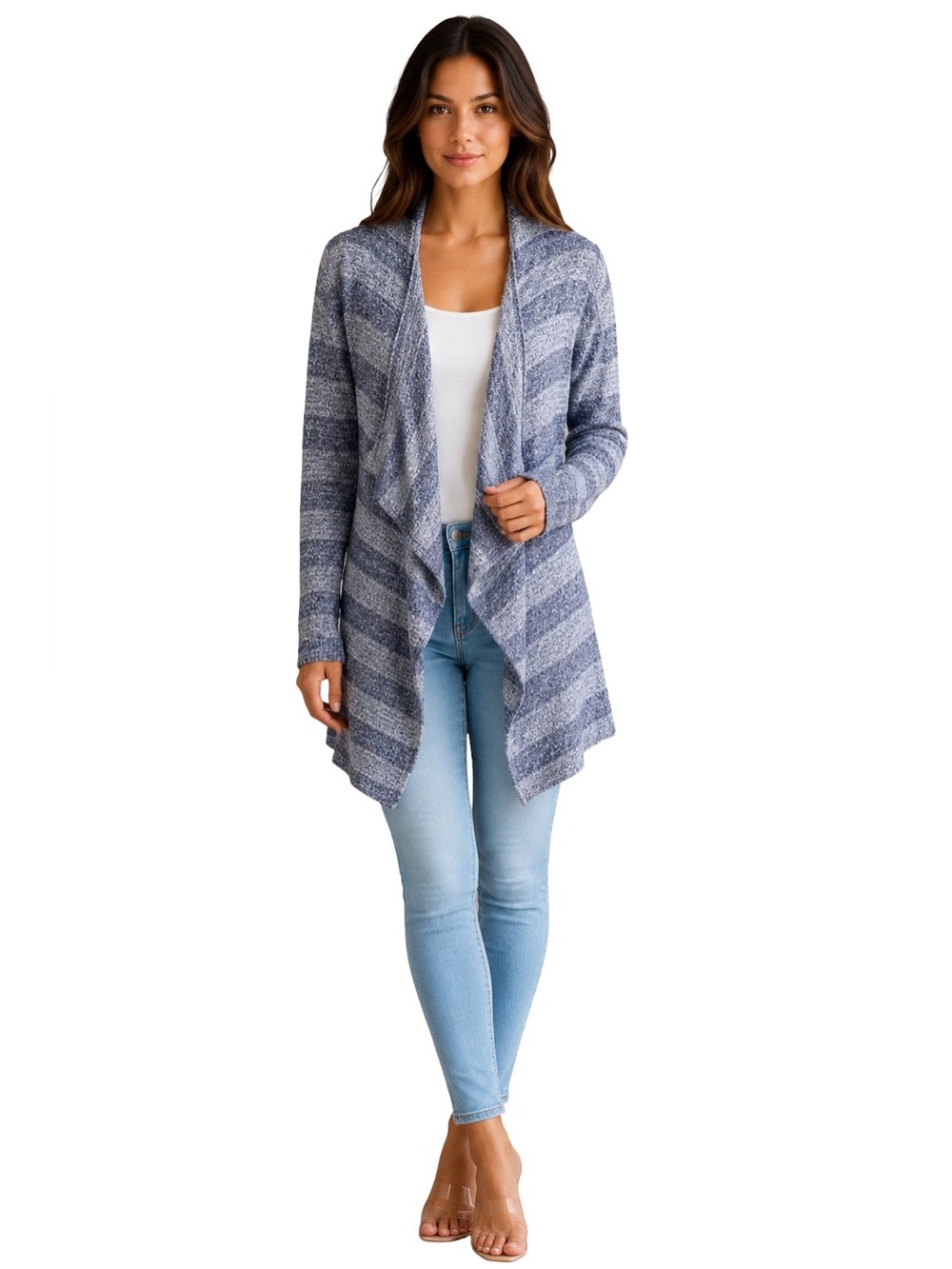 Barefoot Dreams Bamboo Chic Lite Knit Open Front Drape Cardigan S/M